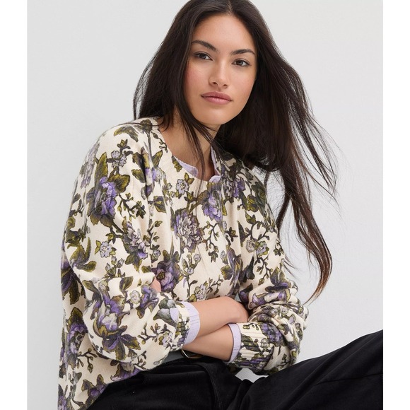 LOFT Sweaters - LOFT Floral Blouson Sleeve Sweater  XS NWT